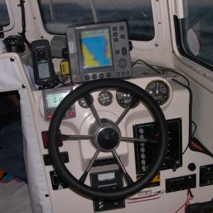 Sea Shift helm during night time cruise. 8/06