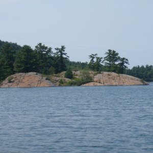 south view of our anchorage in Baie Finn