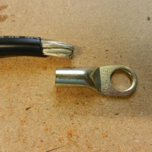 Strip wire to match lug ferrule