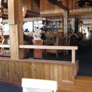 Inside the Pointe restaurant at Wikaninnish Inn West coast near Tofino.  Very expensive and worth it!
