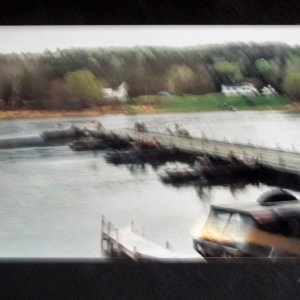 Found these poloriod pictures that I took about 10 years ago.The usa Army Corp of Engineers built a temporary bridge from Sugar Island Michigan to Garden River Ontario just in case some-one blew up the International Bridge.