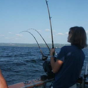 Dana G battling the monster