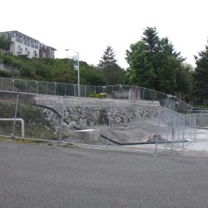 Site of the old Downriggers restaurant that was destroyed by fire in 2013.