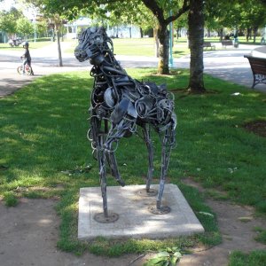 Art made out of scrap metal. Nanaimo waterfront park.