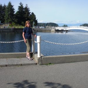 Andrea beside salt water swimming pool, Nanaimo.