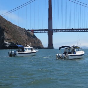 Dinner Belle II and Sea Queen, under the Golden Gate Bridge.