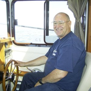 Capt. Joel at the helm