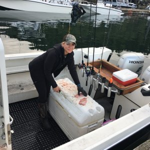 The beautiful wife cleaning her fish (hey she insisted)