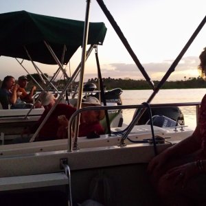 2015-03-04 Rafting up for supper south of Lake Monroe
