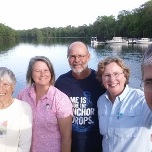 2015-03-13 The crew of Meri Aura, Blue Days, and Crystal Sea at DeLeon Springs.