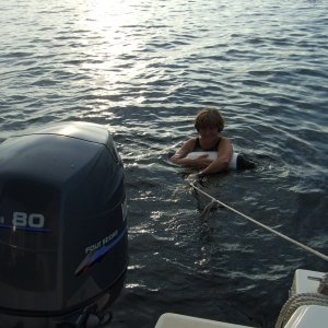 Refreshing swim in Upper Rideau Lake