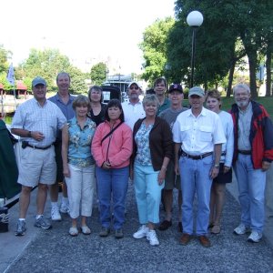 Dun, Rick, Becky, Carol, Betsy, Ken, Valerie, Nate, Dave, Don, Dayna, and David ready to do the trailer shuffle