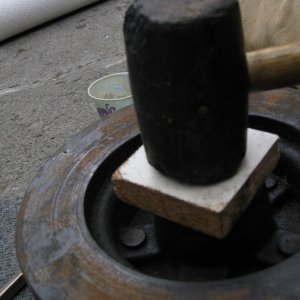 Us a block of wood and rubber mallet to gently tap the seal into place.  Work around the edges with the mallet and frequently check to make sure it?s going in straight.