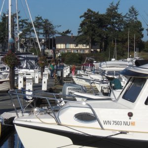 Looking along H-Dock, Sidney marina.
