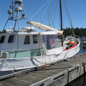 Our new friend Rodger and Ali's Betty Mc an Aussie crayfish boat.  They came via Japan and the Aleutians to BC