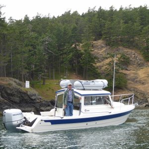 Brock's new boat (with friend Mark)