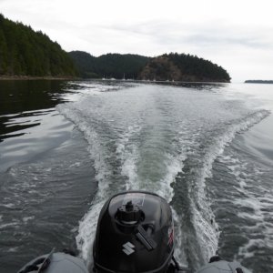 Getting a quick shot of WOT with the 2.5 Suzuki on the 12 foot Kaboat