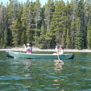 Susan and Chuck with the new inflatable Canoe