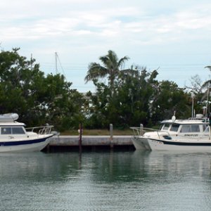 Discovery and Wild Blue in the marina at Bahia Honda State Park