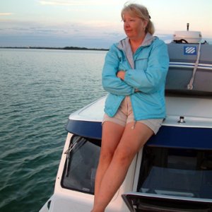 Joan enjoying the day\'s last rays...