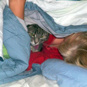 Joan and Molly in bed