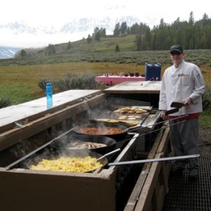 One of the chefs preparing breakfast