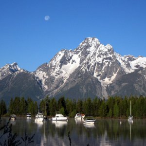 Moon over Mt. Moran