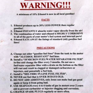 Ethanol Warning