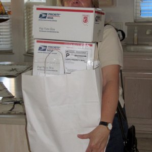 First armload, heading to the Post Office