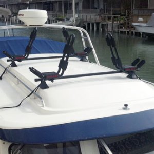 J-racks for kayaks on top of Wild Blue