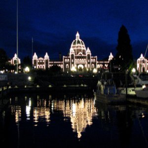 Parliament Building at night - the view from the docks