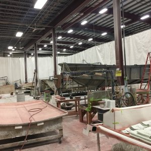 Inside the enclosed lay-up area
