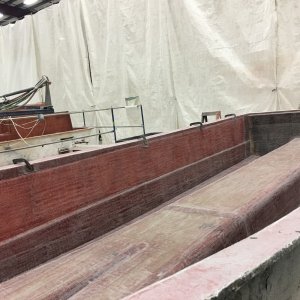 Tom Cat hull getting laid up in the mold