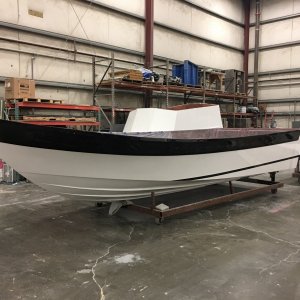 A SeaSport hull.  I think he said 24 or 26.