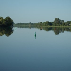 Calm on the Rideau canal day 3.  Quite shallow so channel markers show where to go in many places. 5 - 30 ft.  mostly less than 10
