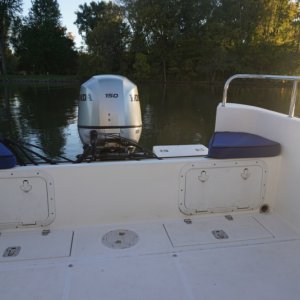 with Sunbrella cushions for transom seats