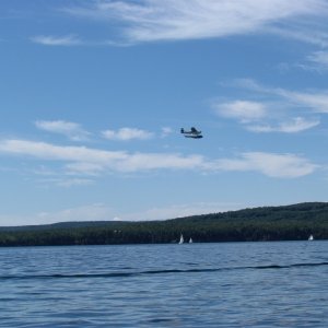 seaplane made it into the air. Yesterday we were on our way to Devils Island and unbeknownst to me a bigger seaplane flew over us pretty low and I thought my motor was going cafluouy