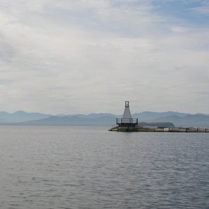Media 'Burlington breakwater with Adirondack mountains in background' in album 'Dave and Pam's "Generic"'