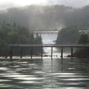collapsed bridge, Ocean Falls