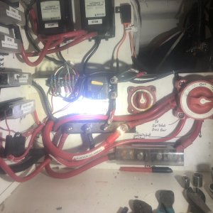 Media 'New location for Switch gear, under the Captains Chair.  I like it because most of my connections are now inside along with my On Off for motors and house bank' in album 'original battery location'