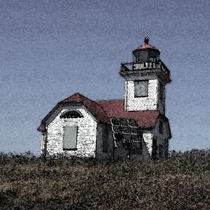 Point Alden Lighthouse Patos Island Painting
