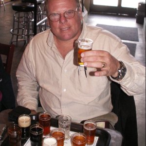 Marc with Taster Tray at Snoqualmie Taproom 10-25-08