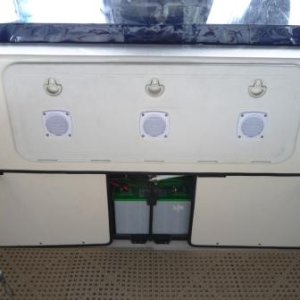 8. Vented Battery Compartment. We carry 1 - starting battery and 2- house batteries.