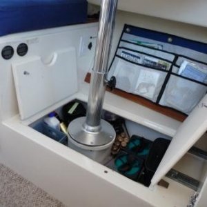 16. I insulated and cushioned all the storage compartments in the hull with 1/2" white open cell foam sheeting. We now have no condensation in our storage compartments. we also cruise all year round here in British Columbia. With the cabin interior lined and all the hull storage areas lined with insulation, and the Wallas stove, we have little concern for condensation problems.