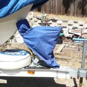 Media 'Weather cover for winch, etc.' in album 'Bought used 03 EZ Alum tandem to replace single axle. Refitting for CD. Sun canopy for working in the heat!'