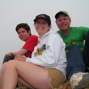 Papa and crew at the top of a mountain near the Isthmus, Catalina.