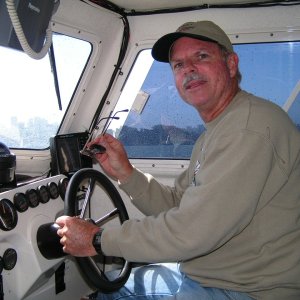Proud captain, and that's not rain on the windows -- rough San Francisco Bay crossing.