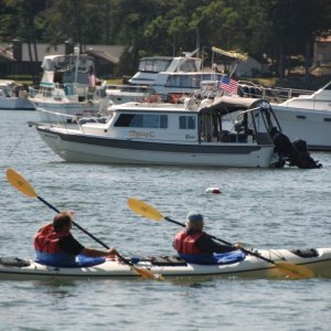 Knotty C and Kayak in Garrison Bay, San Juan Island