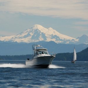 Transiting Peavine Pass with Mt Baker in background
