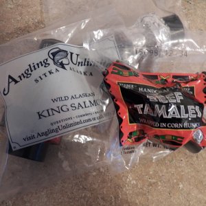 I then heat seal them in re-purposed food packages, in this case, fish and tamales.  The tamales are vacuum bagged, which is not necessary.